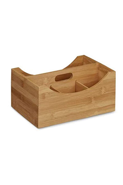 Relaxdays Organizator birou cu maner, Bambus, 25 x 18 x 12 cm