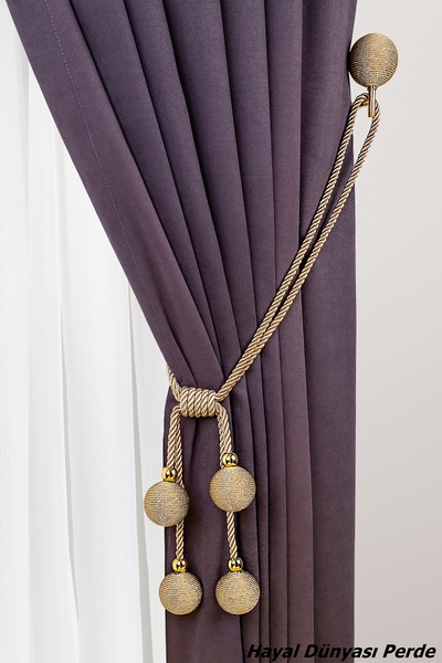 Hayal Dünyası Özel Yapım 4 Toplu Perde Toplayıcı İp Sargı Renso Braçol Takım