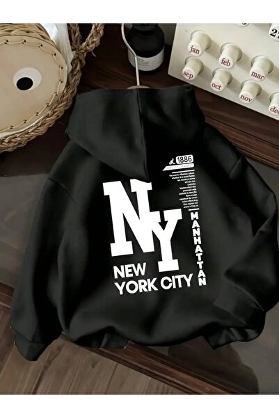 oneagılyazı NEW YORK NY MANHATTAN OVERSIZE UNISEX SWEATSHIRT CU GLUGĂ