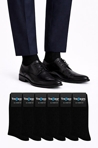 TreBears Unisex Siyah Klasik Çorap Seti 6 Çift | Takım Elbise & Günlük Kullanım