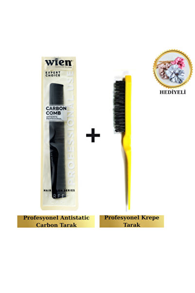 MADAME CANDY Professional Antistatic Carbon Comb & Professional Crepe Comb Se...