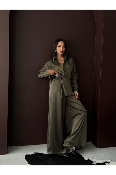 MADAMMERY Satin Pocketed Thick Women's Shirt