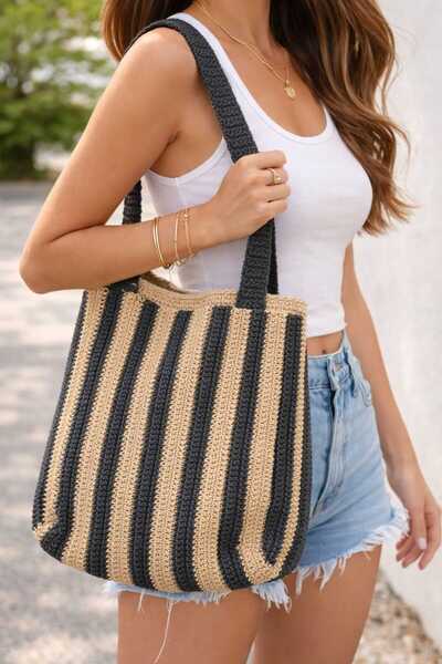 MAKSESUAR Paper Rope Daily Use Large Beach Bag