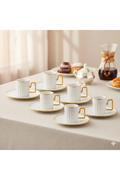 Jumbo Sorin-200 Platin 6 Kişilik Kahve Fincan Takımı