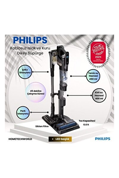 Philips 3'ü 1 Arada (Islak, Kuru ve Moplu) Sarjlı ve Kablosuz Dik Süpürge