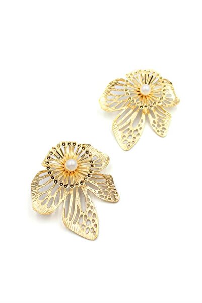 Royaleks Metal Flower Earrings - Gold