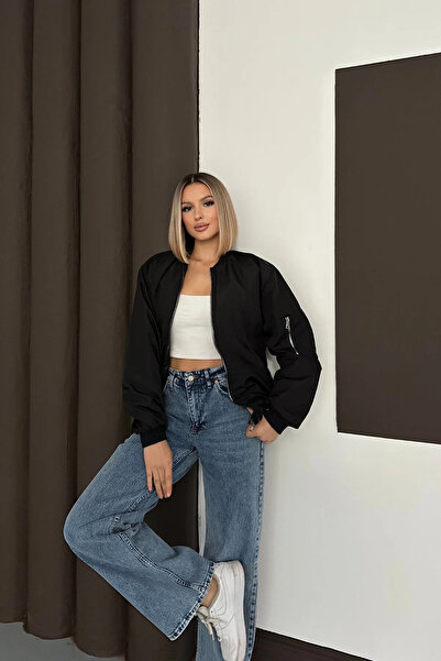 beuivo Women's Oversized Transitional Thin Fabric Quilted Lined Double Pocket Windbreaker Bomber Jacket