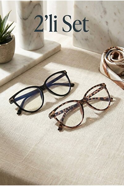 GlimmerGroove Women's Glasses Set of 2 – Blue Light Protection Black and Leop...