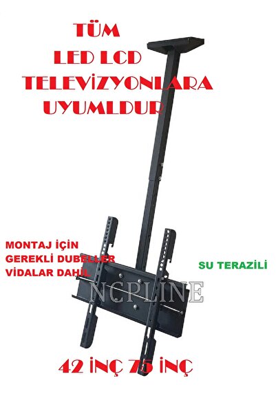 NcpLine 42–75 İnç Uyumlu Kalın Metal TV Tavan Askı Aparatı