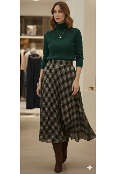 Lucia Fashion Kadın Ekose Kiloş etek