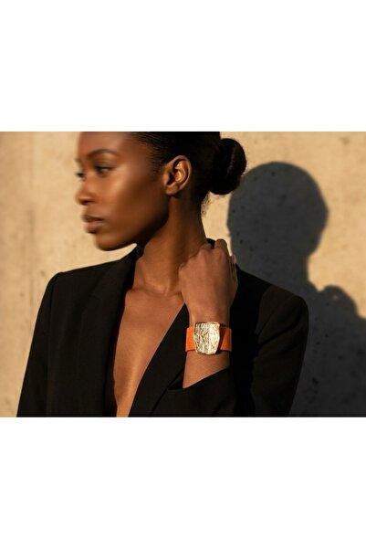 COCOSH TAKI Orange Leather Large Gold Charm Magnet Bracelet