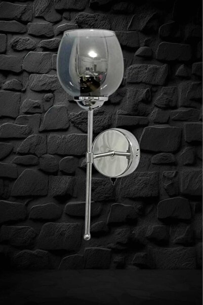 BSA LIGHTING (PİLLİ APLİK) JANSET TEKLİ KROM MODERN APLİK (AÇIK AĞIZLI FÜME CAMLİ)