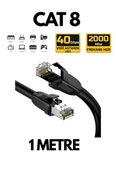 ATAsoft ELEKTRONİK Since 2021 Cat8 Ethernet Cable 1 Meter Metal Armored Lan R...