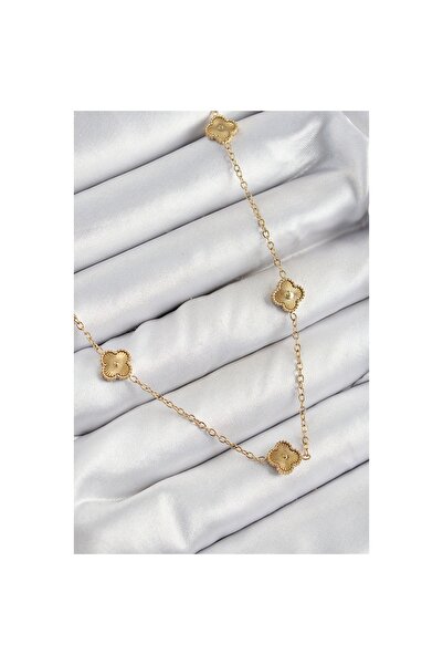 Genel Markalar 316L Çelik Yonca Model Gold Renk Kadın Kolye