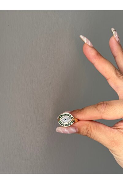 MOD10 Helen jewelry göz model yeşil taş ayarlanabilir yüzük