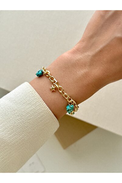 YOUES JEWELRY CM Lüx 14K Altın Renk Premıum Kuyumcu Model Bileklik Altın Kapl...