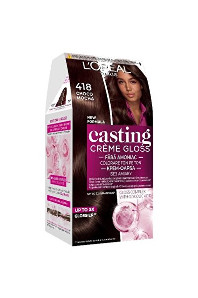 L'Oreal Paris Set 2 x Vopsea Par Semi-Permanenta fara Amoniac Casting Creme Gloss 418 Choco Mocha, 180 ml
