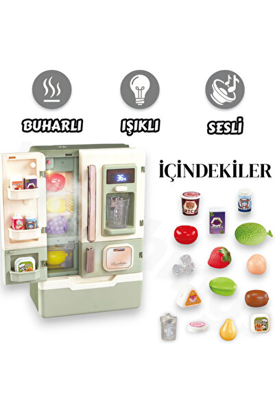 YILDIRIM OYUNCAK Oyuncak Buzdolabı Buhar Atan Pilli Işıklı Sesli Müzikli 28 P...