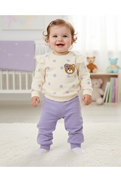 voyyo kids baby طقم علوي رقيق مطرز على شكل دمية دب منقطة للفتيات الصغيرات M م...