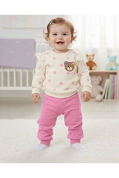 voyyo kids baby طقم علوي رقيق مطرز على شكل دمية دب منقطة للفتيات الصغيرات M م...