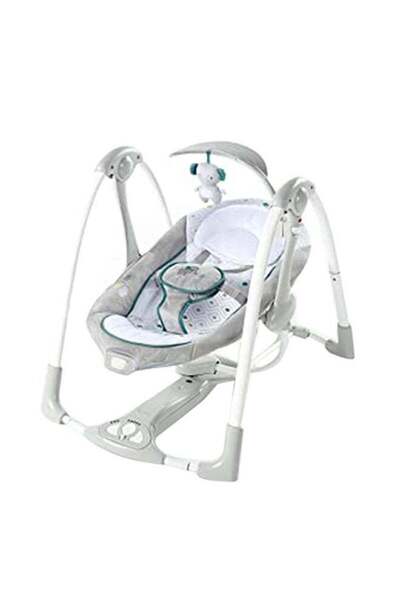 Ingenuity أرجوحة فاخرة 2 في 1 مع موسيقى للأطفال حديثي الولادة - رمادي