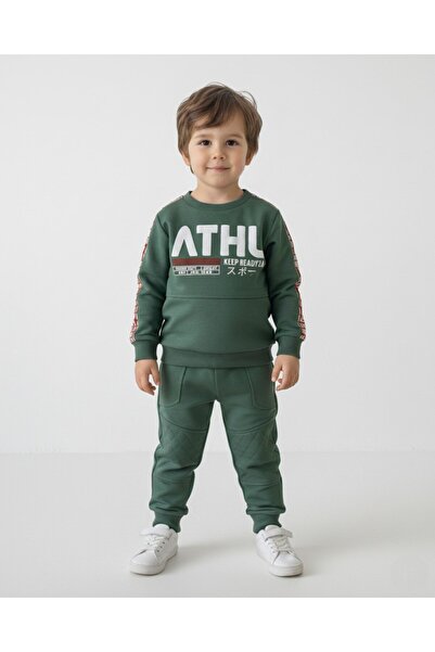 Ege Bebek Boy's Transitional 2-3-4-5-6 Years Old Compact Tracksuit Set, Sweatshirt and Sweatpants