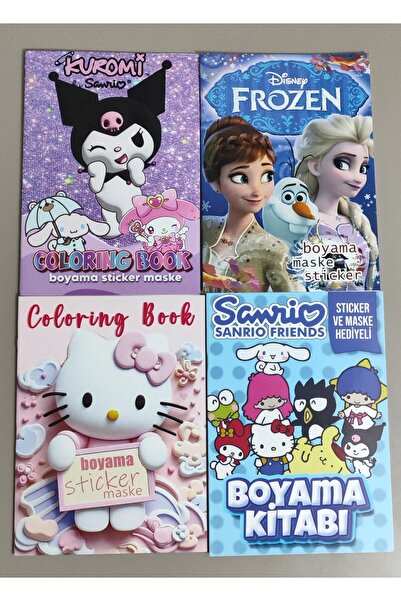 ada çanta kırtasiye 4 adet stickerli karakter figürlü boyama kitabı AD67021