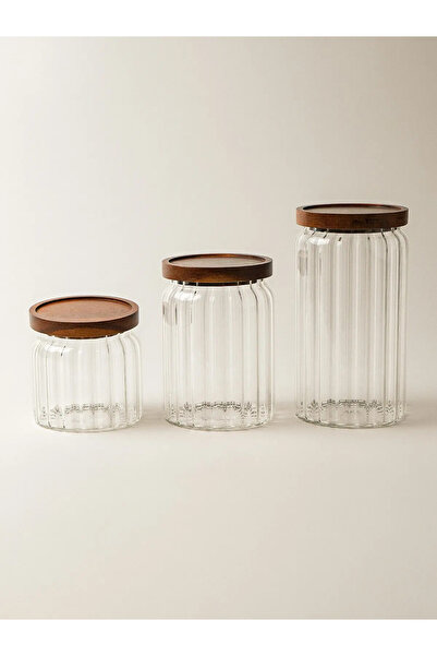 Minihol Bolia Acacia Lid Glass Jar Set