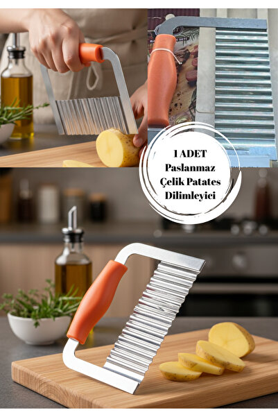 BRE HOME Paslanmaz Çelik Dalgalı Patates Dilimleyici – Pratik Patates Doğrayıcı