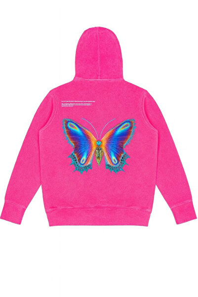 CLASSY.MODA Φούτερ Unisex oversized με κουκούλα με πολύχρωμο σχέδιο πεταλούδα...