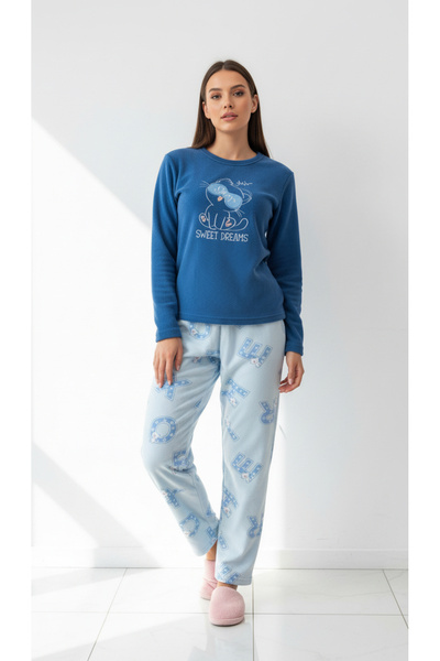 BERAUNDERWEAR Women's Fleece Pajama Set Winter Pajama Set Top and Bottom Set