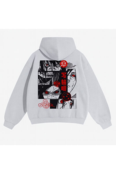 CLASSY.MODA سويت شيرت للجنسين قصة فضفاضة بغطاء رأس باللون الأحمر برسومات مطبو...