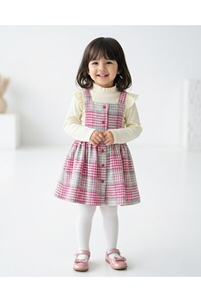 Ege Bebek Rochie salopetă cu model în carouri pentru fetiță, 2-3-4-5-6 ani, s...