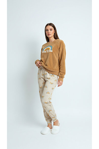 Arnetta طقم بيجامة نسائي من الصوف، طقم بيجامة كامل من قطعتين