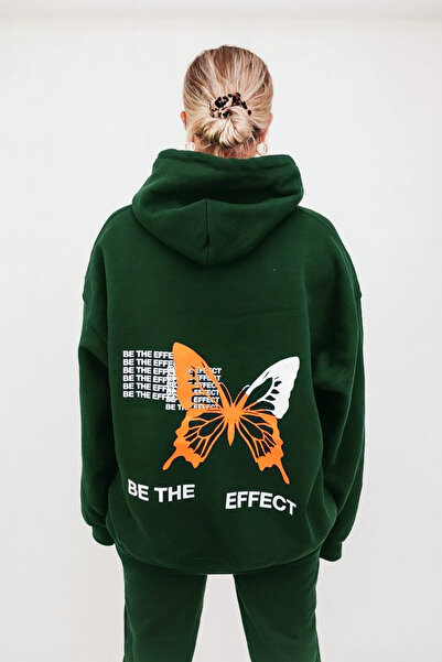 CLASSY.MODA Hanorac unisex cu 3 fire K cu glugă cu buzunar cangur cu model fl...