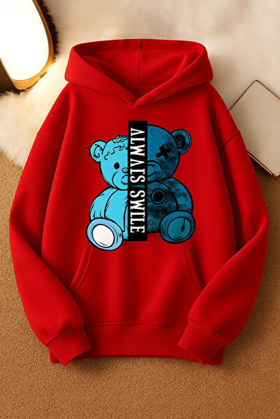 CLASSY.MODA Φούτερ Unisex με τύπωμα νήματα K με κουκούλα με τσέπη καγκουρό αρ...