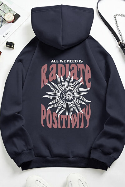 CLASSY.MODA Hanorac unisex cu 3 fire K cu glugă Kangaroo Pocket Sun Moon B cu...