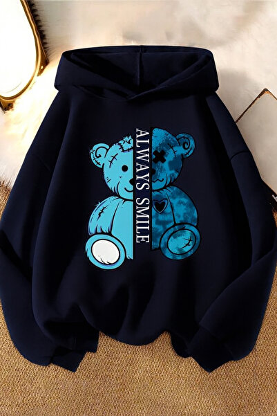 CLASSY.MODA Φούτερ Unisex με τύπωμα νήματα K με κουκούλα με τσέπη καγκουρό αρ...