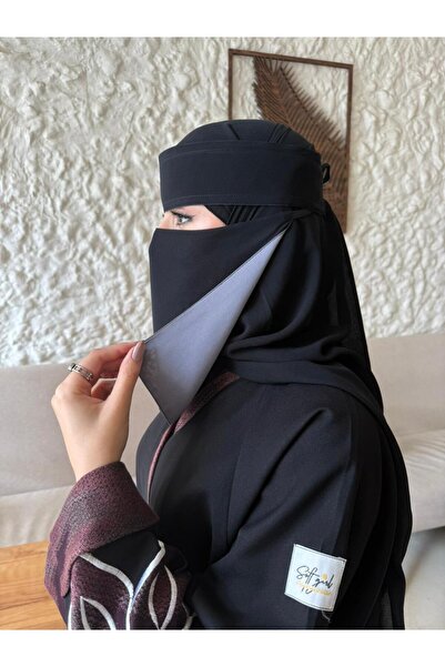 TAJ نقاب وسط مايل مبطن رمادي