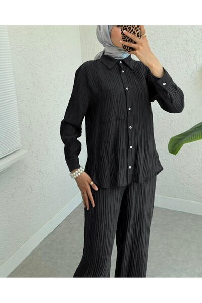 HİJABAYA Σετ δύο τεμαχίων από ύφασμα Tensel με μονή τσέπη και ραβδώσεις