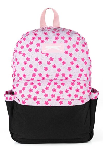 Slazenger Pink Black Flower Printed School and Daily Backpack Girls/Women