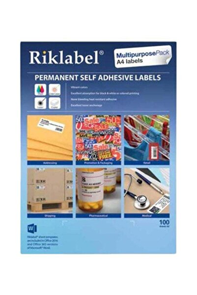 Riklabel A4 Multipurpose Labels, 100 Sheets, 65 Label Per Sheet 38 x 21.2mm W...