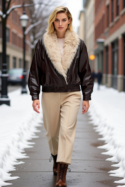 BENERLY Kadın Gömlek Yaka Standart Kol Tüvit Kumaş Bomber Ceket Fonksiyonel D...