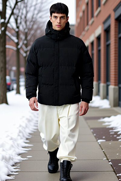 BENERLY Men's Hooded Long Sleeve Standard Fit Puffer Coat Functional Durable ...