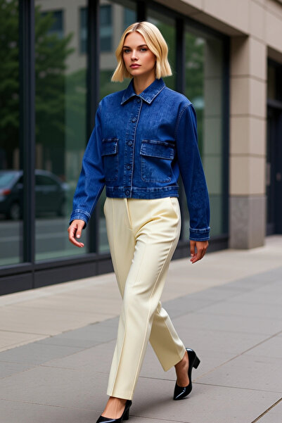 BENERLY Women Shirt Collar Drop Shoulder Long Sleeve Basic Fit Denim Jacket F...