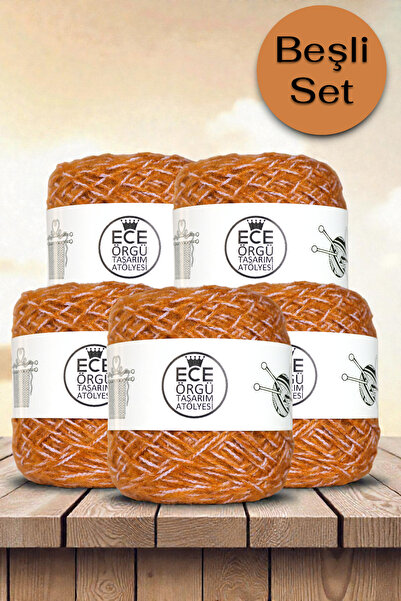 Ece Örgü Tasarım Atölyesi Hardal rengi, kısa tüylü kışlık örgü ipi (500 gr.)
