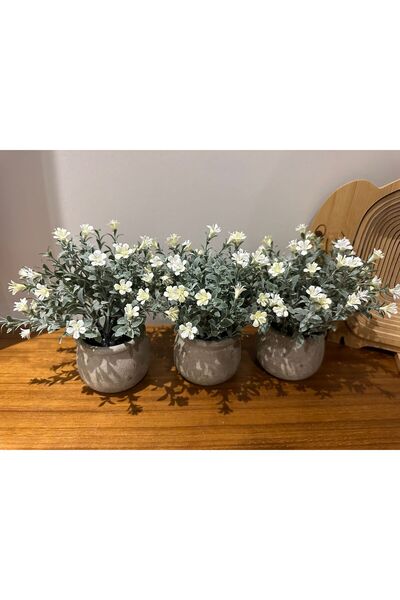 FB Cup مجموعة زهور صناعية مكونة من أزرق بلون الكوبالت زهور بيضاء صغيرة مستوحا...