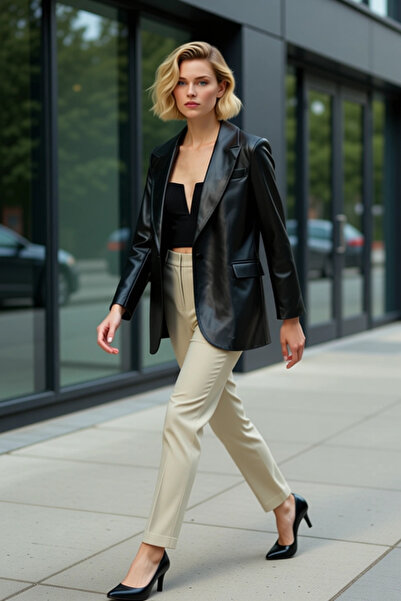 BENERLY Women's Jacket Collar Long Sleeve Plain Woven Pattern Regular Functio...