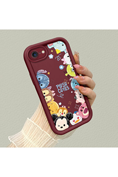 ucuc حافظة كرتونية ملونة باللون الأحمر الداكن متوافقة مع هاتف iPhone 7/8/SE 2...