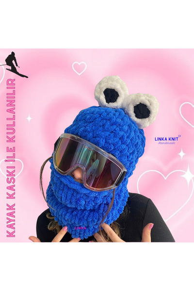 Linka Knit Kurabiye Canavarı Snowboard Kask Kılıfı, Soğuktan Koruyan Eğlencel...